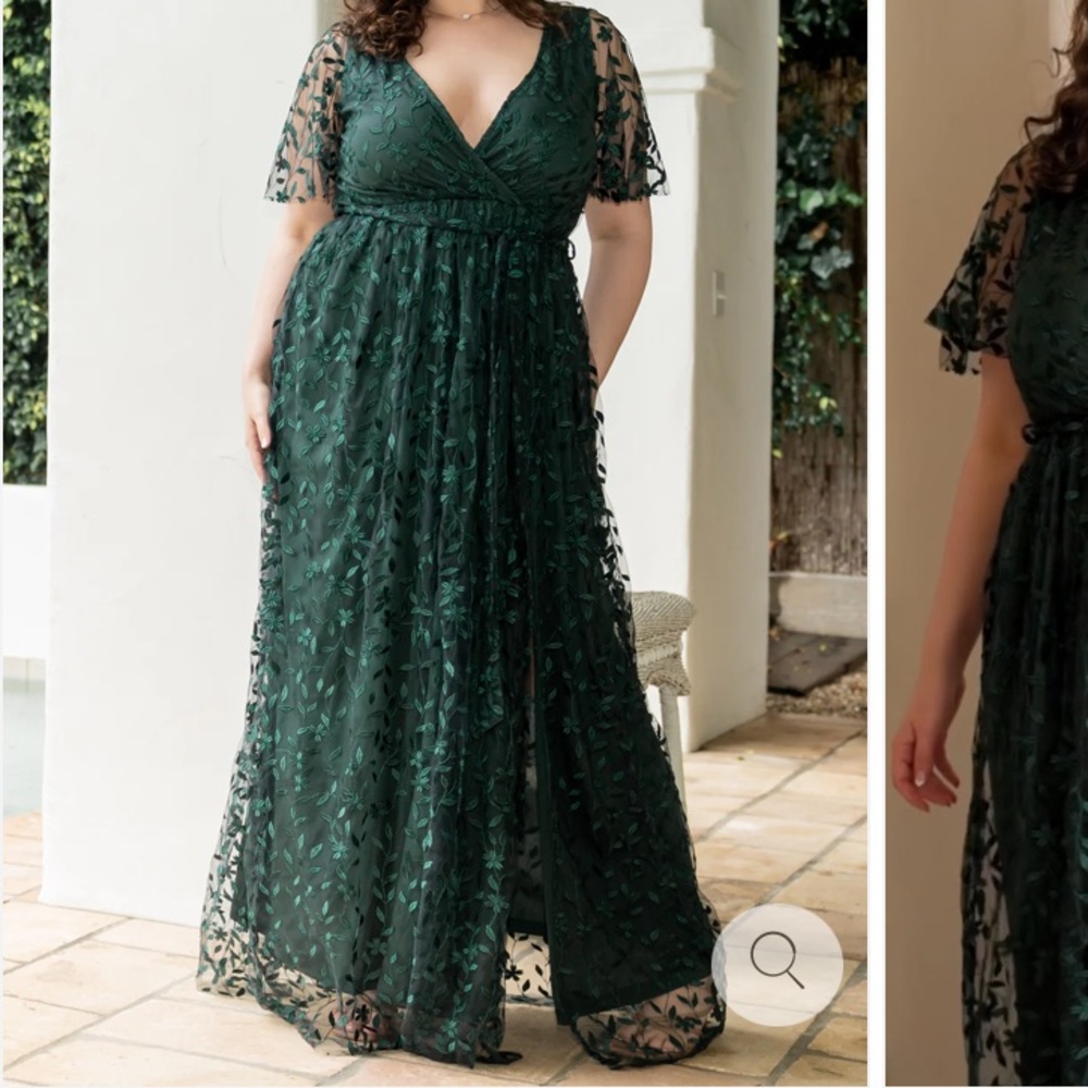 Baltic Born Emerald Green Maxi Dress with Leaf Embroidery - Picture 5 of 11